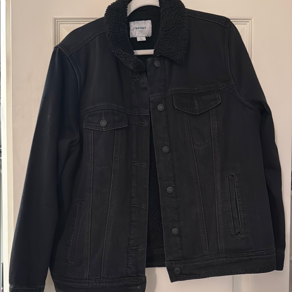 Old Navy Black Denim Sherpa Jacket